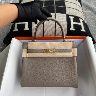 KELLY 25 TOGO LEATHER GRIS ASPHALTE WITH GOLD HARDWARE (GHW) - 2