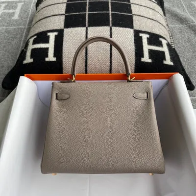 KELLY 25 TOGO LEATHER GRIS ASPHALTE WITH GOLD HARDWARE (GHW) - 3