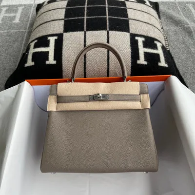KELLY 25 TOGO LEATHER GRIS ASPHALTE WITH PALLADIUM HARDWARE (PHW) - 1