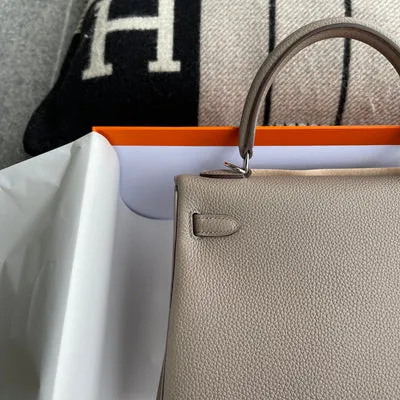 KELLY 25 TOGO LEATHER GRIS ASPHALTE WITH PALLADIUM HARDWARE (PHW) - 6