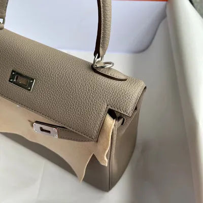 KELLY 25 TOGO LEATHER GRIS ASPHALTE WITH PALLADIUM HARDWARE (PHW) - 5