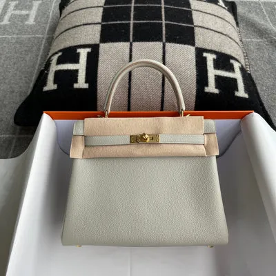 KELLY 25 TOGO LEATHER PEARL GREY WITH GOLD HARDWARE (GHW) - 1