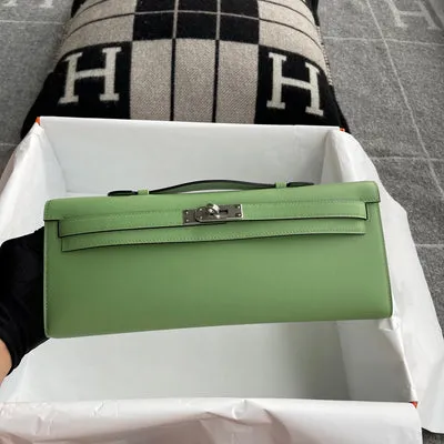 KELLY CUT SWIFT LEATHER VERT CRIQUET WITH PALLADIUM HARDWARE (PHW)