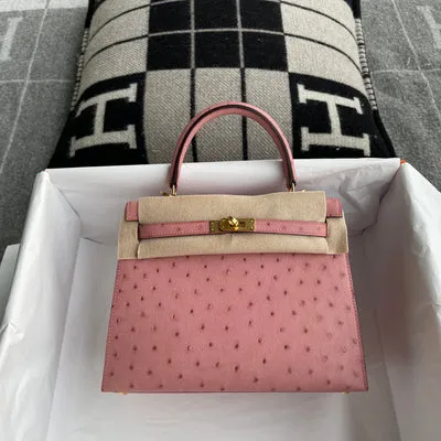 KELLY 25 OSTRICH LEATHER TERRE CUITE WITH GOLD HARDWARE (GHW) - 1