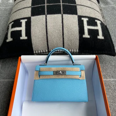 MINI KELLY II (20) CHEVRE LEATHER BLEU DU NORD WITH PALLADIUM HARDWARE (PHW) - 1