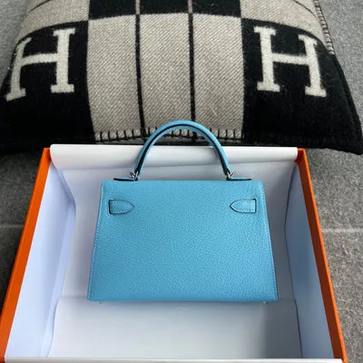 MINI KELLY II (20) CHEVRE LEATHER BLEU DU NORD WITH PALLADIUM HARDWARE (PHW) - 3