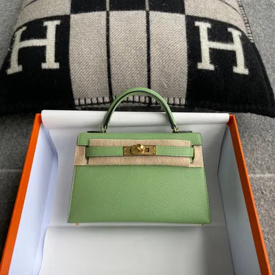 MINI KELLY II (20) CHEVRE LEATHER VERT CRIQUET WITH GOLD HARDWARE (GHW) - 1