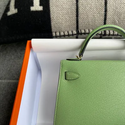MINI KELLY II (20) CHEVRE LEATHER VERT CRIQUET WITH GOLD HARDWARE (GHW) - 5
