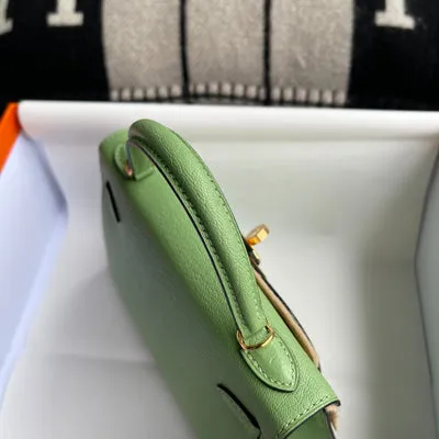 MINI KELLY II (20) CHEVRE LEATHER VERT CRIQUET WITH GOLD HARDWARE (GHW) - 6