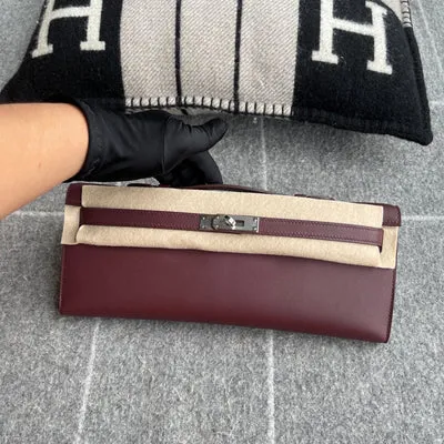 KELLY CUT SWIFT LEATHER BORDEAUX WITH PALLADIUM HARDWARE (PHW)