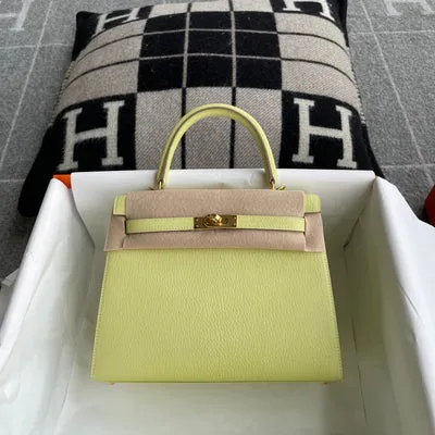 KELLY 25 CHEVRE LEATHER JAUNE POUSSSIN WITH GOLD HARDWARE (GHW) - 1