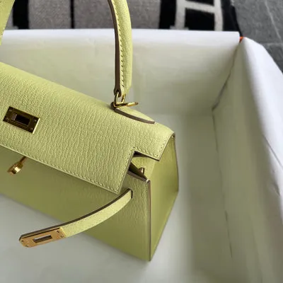 KELLY 25 CHEVRE LEATHER JAUNE POUSSSIN WITH GOLD HARDWARE (GHW) - 6