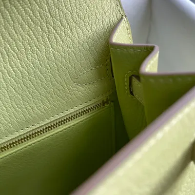 KELLY 25 CHEVRE LEATHER JAUNE POUSSSIN WITH GOLD HARDWARE (GHW) - 4