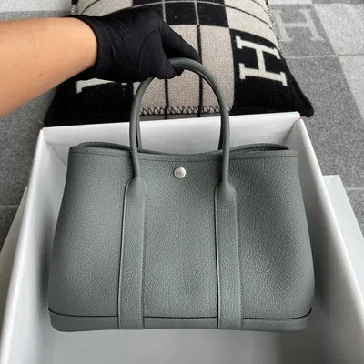 GARDEN PARTY 30 NEGONDA LEATHER VERT AMANDE WITH PALLADIUM HARDWARE (PHW)