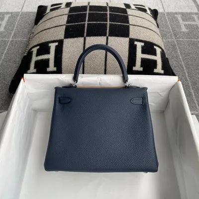 KELLY 25 TOGO LEATHER BLEU NUIT WITH PALLADIUM HARDWARE (PHW) - 3