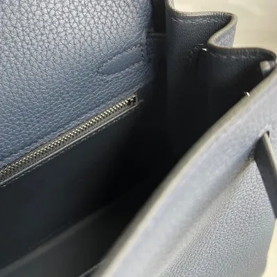KELLY 25 TOGO LEATHER BLEU NUIT WITH PALLADIUM HARDWARE (PHW) - 4