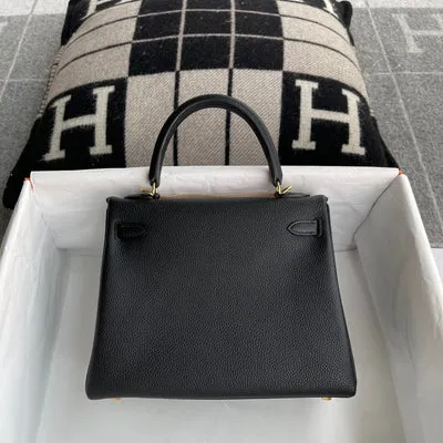 KELLY 25 TOGO LEATHER NOIR (BLACK) WITH GOLD HARDWARE (GHW) - 3