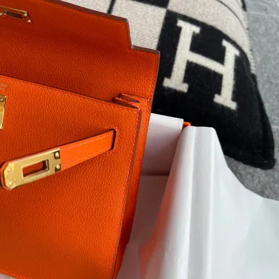 KELLY DANSE EVERCOLOR LEATHER ORANGE POPPY WITH GOLD HARDWARE (GHW) - 5