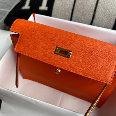 KELLY DANSE EVERCOLOR LEATHER ORANGE POPPY WITH GOLD HARDWARE (GHW) - 4