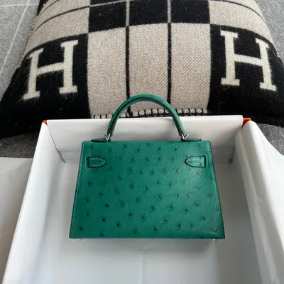 MINI KELLY II (20) OSTRICH LEATHER VERT VERTIGO WITH PALLADIUM HARDWARE (PHW) - 2