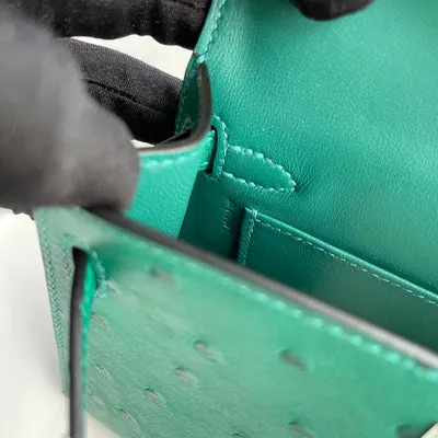 MINI KELLY II (20) OSTRICH LEATHER VERT VERTIGO WITH PALLADIUM HARDWARE (PHW) - 5