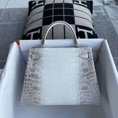 KELLY 28 NILOTICUS CROCODILE (MATTE) LEATHER HIMALAYA WITH PALLADIUM HARDWARE (PHW) - 2