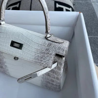 KELLY 28 NILOTICUS CROCODILE (MATTE) LEATHER HIMALAYA WITH PALLADIUM HARDWARE (PHW) - 7