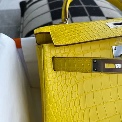 KELLY 28 MATTE MISSISSIPPIENSIS ALLIGATOR LEATHER MIMOSA WITH PALLADIUM HARDWARE (PHW) - 5