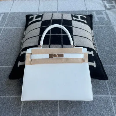 KELLY 28 EPSOM LEATHER BLANC WITH ROSE GOLD HARDWARE (RGHW) - 1