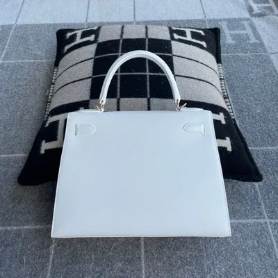 KELLY 28 EPSOM LEATHER BLANC WITH ROSE GOLD HARDWARE (RGHW) - 5