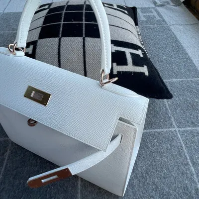 KELLY 28 EPSOM LEATHER BLANC WITH ROSE GOLD HARDWARE (RGHW) - 7