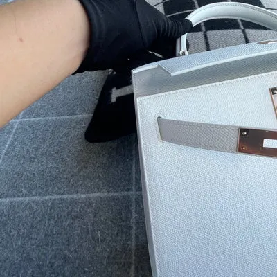 KELLY 28 EPSOM LEATHER BLANC WITH ROSE GOLD HARDWARE (RGHW) - 8