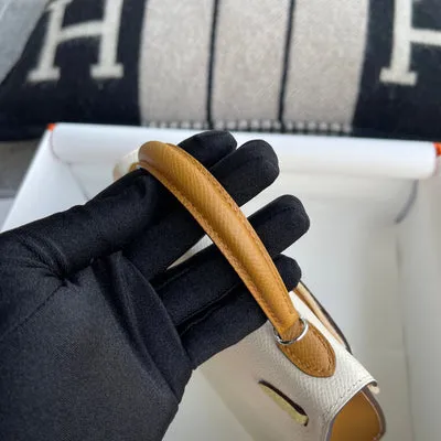 MINI KELLY II (20) EPSOM LEATHER HORSESHOE STAMP (HSS) CRAIE & JAUNE POUSSIN & SESAME WITH PALLADIUM HARDWARE (PHW) - 6