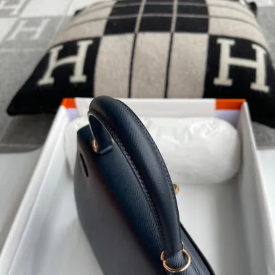 KELLY 25 EPSOM LEATHER BLUE MARINE WITH ROSE GOLD HARDWARE (RGHW) - 8