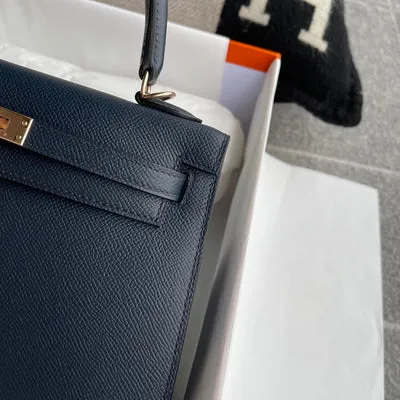 KELLY 25 EPSOM LEATHER BLUE MARINE WITH ROSE GOLD HARDWARE (RGHW) - 7