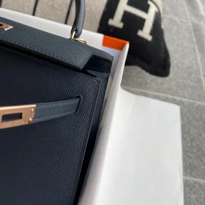 KELLY 25 EPSOM LEATHER BLUE MARINE WITH ROSE GOLD HARDWARE (RGHW) - 6
