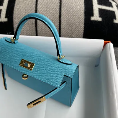 MINI KELLY II (20) EPSOM LEATHER BLEU PAON WITH GOLD HARDWARE (GHW) - 8