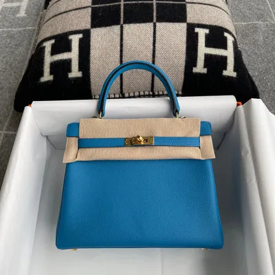 KELLY 25 TOGO LEATHER BLEU ZANZIBAR WITH GOLD HARDWARE (GHW) - 1