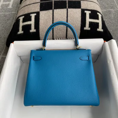 KELLY 25 TOGO LEATHER BLEU ZANZIBAR WITH GOLD HARDWARE (GHW) - 4