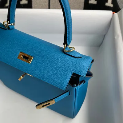KELLY 25 TOGO LEATHER BLEU ZANZIBAR WITH GOLD HARDWARE (GHW) - 5