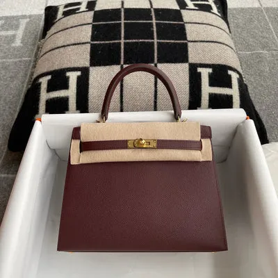 KELLY 25 EPSOM LEATHER BORDEAUX WITH GOLD HARDWARE (GHW) - 1