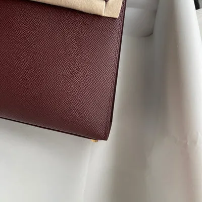 KELLY 25 EPSOM LEATHER BORDEAUX WITH GOLD HARDWARE (GHW) - 8