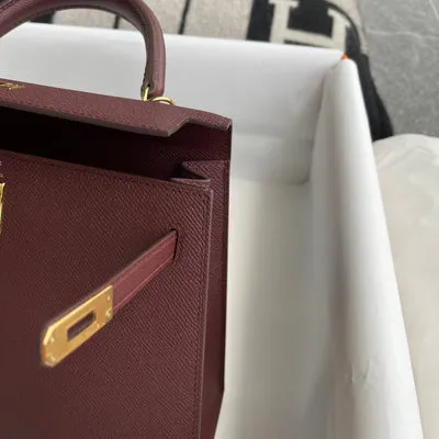 KELLY 25 EPSOM LEATHER BORDEAUX WITH GOLD HARDWARE (GHW) - 5