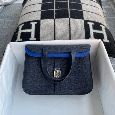 HALZAN 25 CLEMENCE LEATHER BLEU NUIT WITH GOLD HARDWARE (GHW) - 1