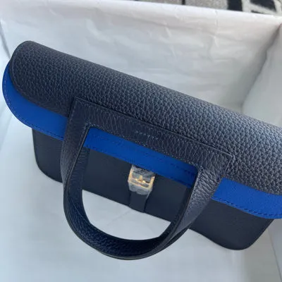 HALZAN 25 CLEMENCE LEATHER BLEU NUIT WITH GOLD HARDWARE (GHW) - 5