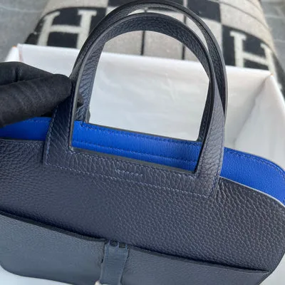 HALZAN 25 CLEMENCE LEATHER BLEU NUIT WITH GOLD HARDWARE (GHW) - 6