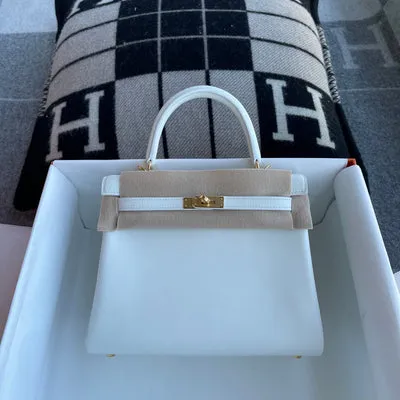 KELLY 25 SWIFT LEATHER BLANC WITH GOLD HARDWARE (GHW) - 1