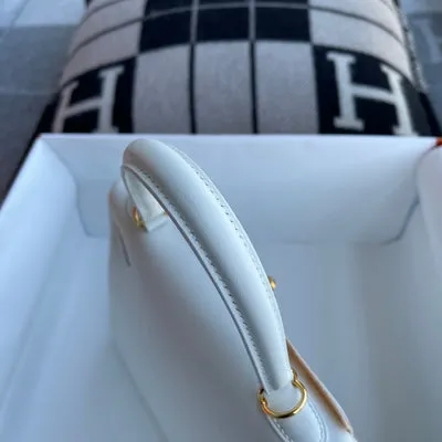 KELLY 25 SWIFT LEATHER BLANC WITH GOLD HARDWARE (GHW) - 8