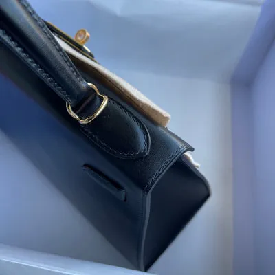 KELLY 28 BLACK BOX CALF LEATHER WITH GOLD HARDWARE (GHW) - 6