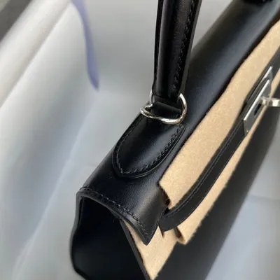 KELLY 28 BLACK BOX CALF LEATHER WITH PALLADIUM HARDWARE (PHW) - 6